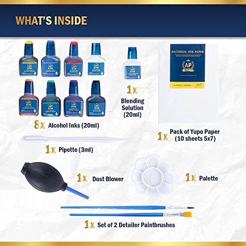 Alcohol Ink Set 15 pcs of 20ml Vibrant Concentrated Colors Alcohol