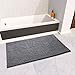 Vdomus Soft Microfiber Shag Bath Rug, Extra Absorbent Comfortable, Anti-Slip,Machine-Washable Large Bathroom Mat (Grey 47'' X 26'')
