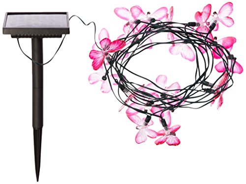 Smart Solar 3705MR20 Solar Light String, 20 Multi Color LEDs with Translucent Butterfly Covers Powered By A Separate Amorphous Solar Panel Allowing Lights To Be Placed In Shady Areas