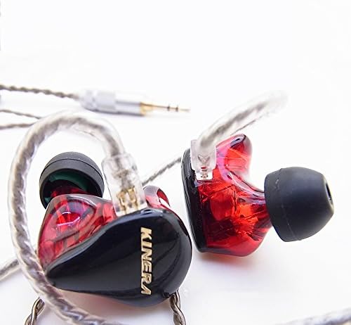 KINERA H3 HiFi In Ear Headphones with 2 Balanced Armature 1 Dynamic Driver, Red
