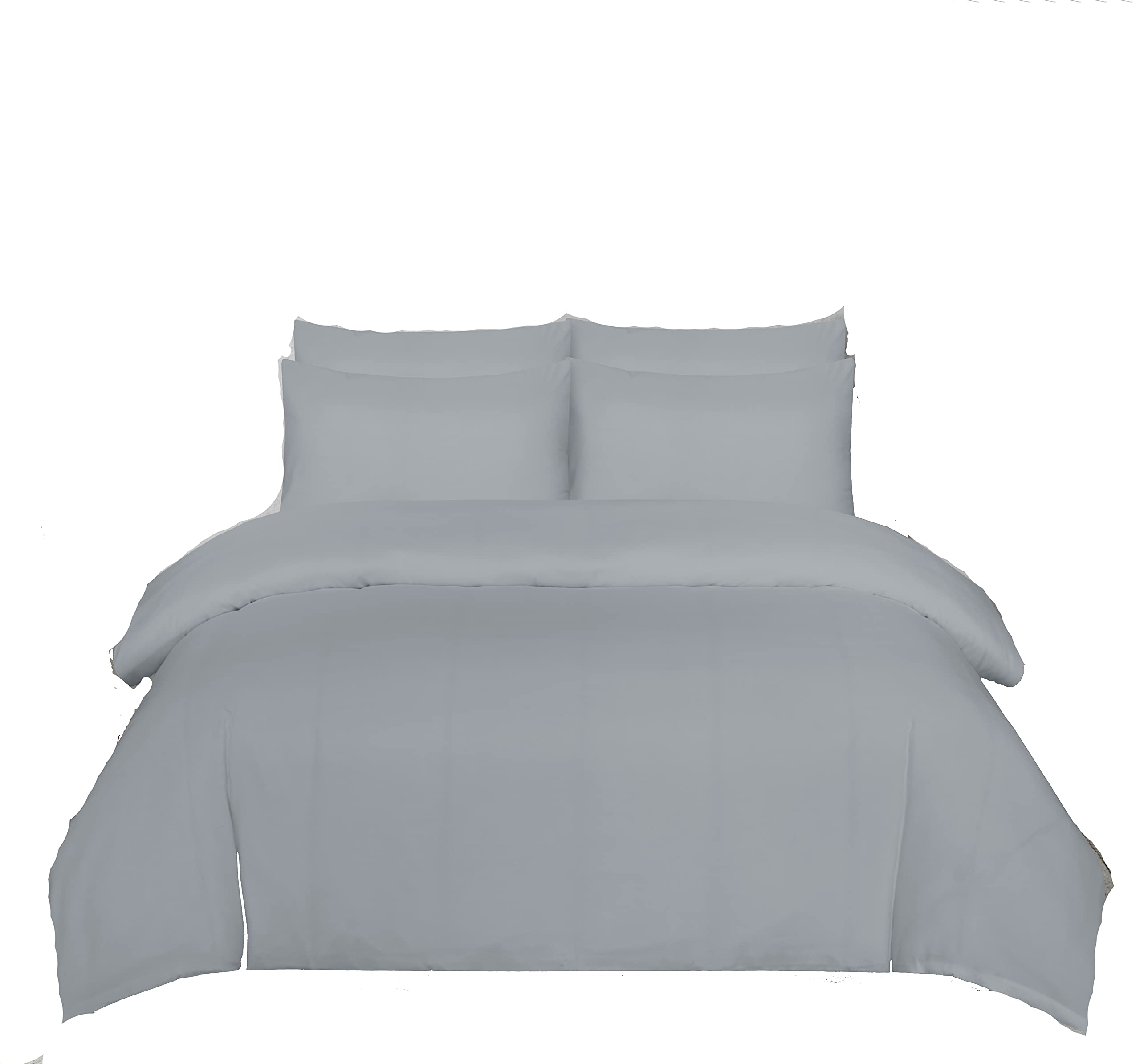 Home In Style 4U Single Duvet Cover Sets-Soft Microfiber Polyester Plain Dyed Duvet Sets with Pillow cases - Bedding Quilt Cover Set (Grey)
