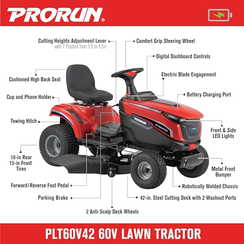 PRORUN PLT60V42-60V 42IN Riding Lawn Mower photo 8