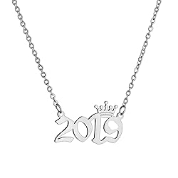 MICOMAKA Birth Year Number with Crown Necklace,Old