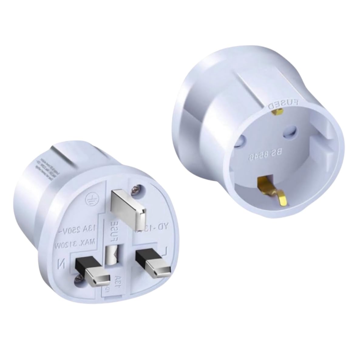 MOBIBAY European to UK Plug Adaptor- 1 Pack Adapter EU to UK,EURO 2 Pin to 3 Pin for Europe Schuko Travel Converter from France, Italy, Spain, Germany to British Adapter- White