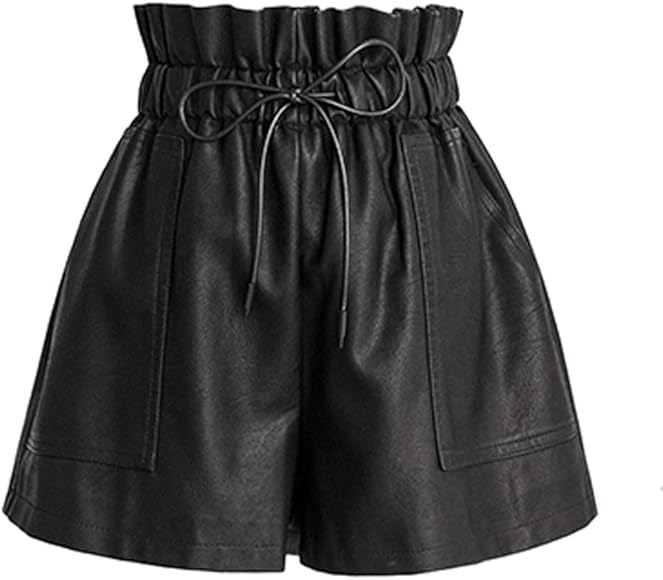 black pleather high waisted shorts