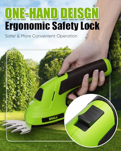 SHALL Cordless Grass Shears, Hedge Trimmer, Electric Shrub Shears 7.2V 2 in 1 Portable Lawn Mower