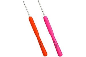 INSIMHEART 2Pack Crochet Hooks, Ergonomic Handle Crochet Hooks for Arthritic Hands Size D/3mm, E/3.5mm, Extra Long Crochet Ne