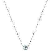 AINUOSHI Dainty 1 Carat Moissanite Station Necklace, 18K Gold Plated Sterling Silver Imitation Diamond Pendant, Hola Pendant for Women