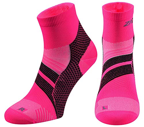 ZaTech Plantar Fasciitis Sock, Compression Socks for Men & Women. Heel, Ankle & Arch Support. Increase Blood Circulation, Reduce Swelling, Foot Pain Relief. (Pink/Black, Small)
