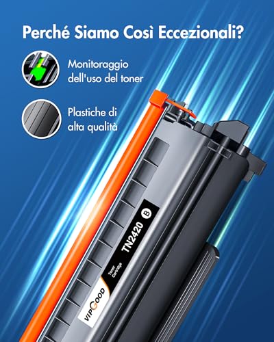 VIPGOOD TN2420 TN2410 Toner with Chip Compatible for Brother TN 2420 TN-2410 for MFC-L2710DW MFC-L2710DN L2730DW L2750DW DCP-L2510D L2530DW HL-L2375DW L2310D L2350DW L2330DW 70DN (Black, 2-pack