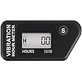 Runleader Digital Self Powered Hour Meter,Vibration Activated,Resettable Job Timer, User Lock Shutdown for Generator Marine ATV Lawn Mower Motor(Black)