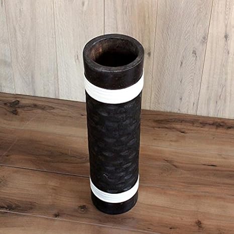 Amazon ウッドポット 花瓶 傘立て インテリアポット ブラック 木製 彫刻 モダン インテリア アジアン雑貨 傘立て オンライン通販