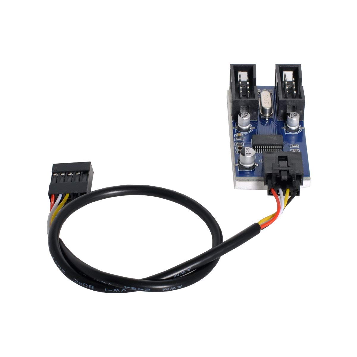 cablecc U2-034 Motherboard 9pin USB 2.0 Header 1 to 2 Female Extension Cable HUB Connector Adapter Port Multilier
