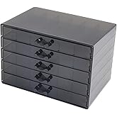 Feadily Acrylic Jewelry Organizer Box, Jewelry Drawer Organizer With 5 Drawers 120 Grids, Black