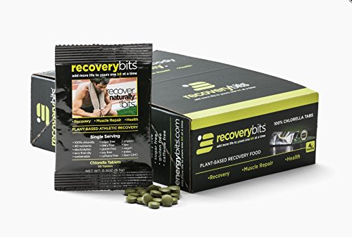 RECOVERYbits Chlorella Algae Tablets Organically Grown, Cracked Cell Wall, Non-GMO, vegan, paleo, ketogenic, raw. 100% pure green Chlorella Pyrensoidosa, a plant-based (Box of 30 Single Servings)