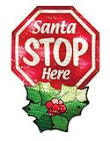 Impact Innovations Christmas Shimmer Lighted Window Decoration, Santa Stop Here