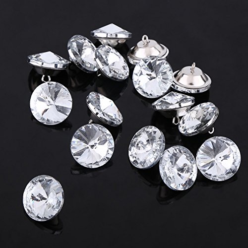 50Pcs Rhinestone Crystal Buttons with Metal Loop Round Buttons for Sewing Sofa Upholstery Button Crafts Decoration Mother's Day Valentine's Gift (Size:25mm)