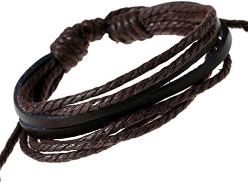 Leather Cuff Wrap Bracelet Unisex Multilayer Fashion Bracelet Braided Wrist Cuff Simple Leather Wristband Bracelet Bangle Adjustable Length AE140DRG