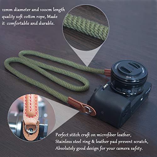 VKO Kameragurt Kamera Tragegurt Baumwoll Nackengurt Schultergurt geeignet für DSLR SLR oder spiegellosen Kameras(Grün) – Bild 3