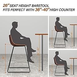 HeuGah Bar Stools Set of 4,Faux Leather Counter