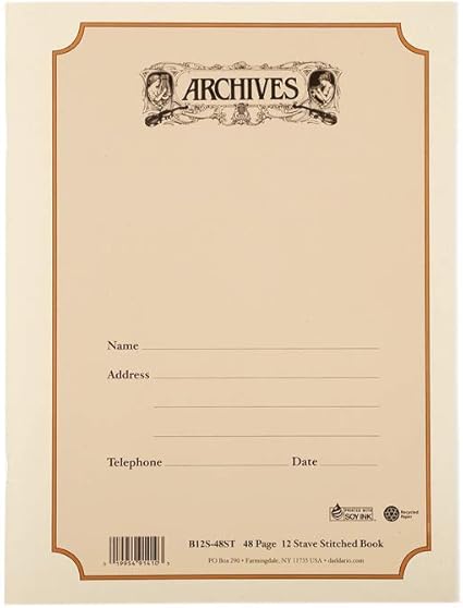 Amazon Com Archives Spiral Bound Manuscript Paper Book 6 Stave 64 Pages Archives Musical Instruments