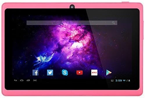 Alldaymall 7'' Tablet Android 4.4 Quad Core HD 1024x600, Dual Camera Bluetooth Wi-Fi, 8GB 3D Game Supported - Pink(Third Generation) …