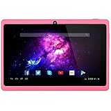 Alldaymall 7'' Tablet Android 4.4 Quad Core HD 1024x600, Dual Camera Bluetooth Wi-Fi, 8GB 3D Game Supported - Pink(Third generation)