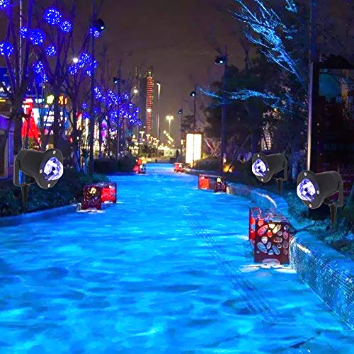 KOOT Water Wave Light Projector, 10 Multi Colors Christmas Halloween Outdoor Garden Light Water Effect or Flame Fire Effect Waterproof with Remote for Landscape Party Wedding Holiday - Thumbnail 5