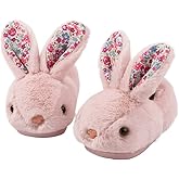 Drecage Girls Toddler Slippers Boys House Shoes for Little Kids Cute with Bunny Design Plush Indoor Slippers Non-Slip