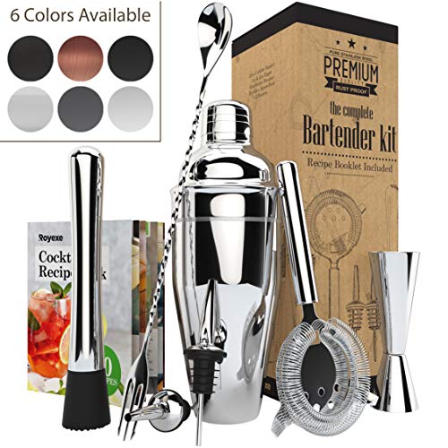 All-inclusive Bar Set | Professional Home Bartender Cocktail Shaker Set | Includes a Recipe Book & All Necessary Bar Tools and Accessories | Impressive Gift for Men! (Silver) - Thumbnail 5