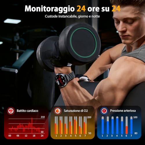 SLOKSFil Men's Smartwatch with Bluetooth Calls, 1.52 Inches HD Smart Fitness Watch with 1000 mAh 24/7 Heart Rate Monitor SpO2 Sleep 110+ Sport Waterproof IP68 for Android iOS (Steel Black)
