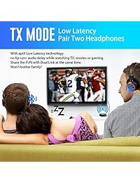 Giveet   Transmisor y receptor Bluetooth V4.1 con aptX de baja latencia, adaptador de transmisión de audio Bluetooth inalámbrico para TV, PS4, XBOX, PC, auriculares, altavoz estéreo de coche con conector de 0.138 in o RCA
