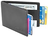 Travelambo Front Pocket Wallet Minimalist Wallets Leather Slim Wallet Money Clip RFID Blocking (black no clip)