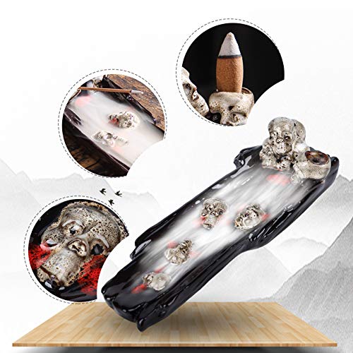 Skulls Incense Stick Holder Ceramic Cone Backflow Incense Burner for