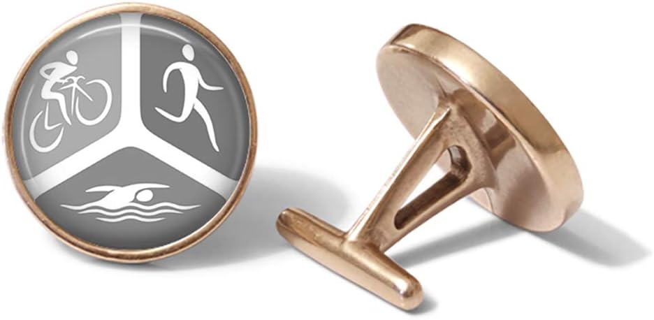 Triathlon Cufflinks Triathlete Cuff Links (Solid Bronze)