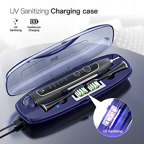 Electric Toothbrush, WIE Rechargeable Auto Sonic Electric Toothbrush with UV Sanitizing Charging Case, Smart Timer, 5 Brushing Modes, IPX7 Waterproof Travel Toothbrush with 6 Replacement Brush Heads - Thumbnail 5