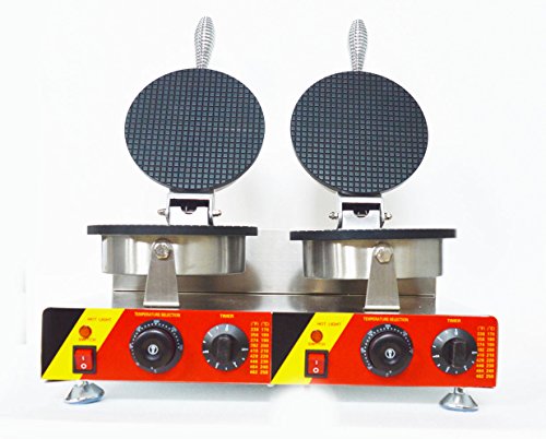 Commercial Electric Ice Cream Cone Machine Electric Waffle Maker Dual Baker 110V - Thumbnail 3