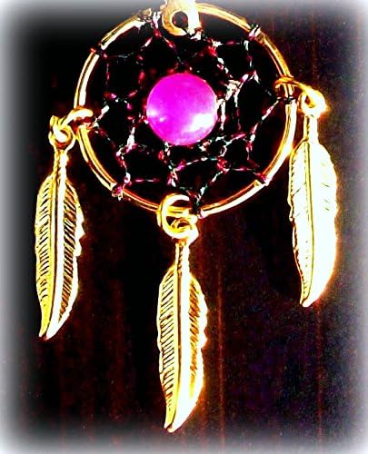 DREAMCATCHER NECKLACE, Native made, Amethyst gold dream catcher pendant necklace on 20 inch chain, Choctaw made