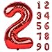 40 Inch Red Large Numbers Birthday Party Decorations Helium Foil Mylar Big Number Balloon Digital 2