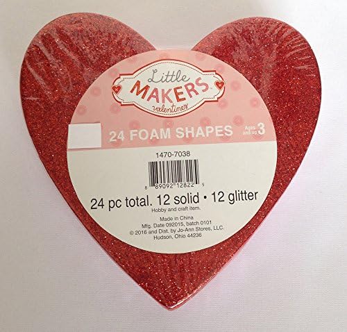 Foam Large Hearts Pink, Red, White ~ 24 Ct. ~ Glitter &amp; Plain ~ 6"W x 6"H