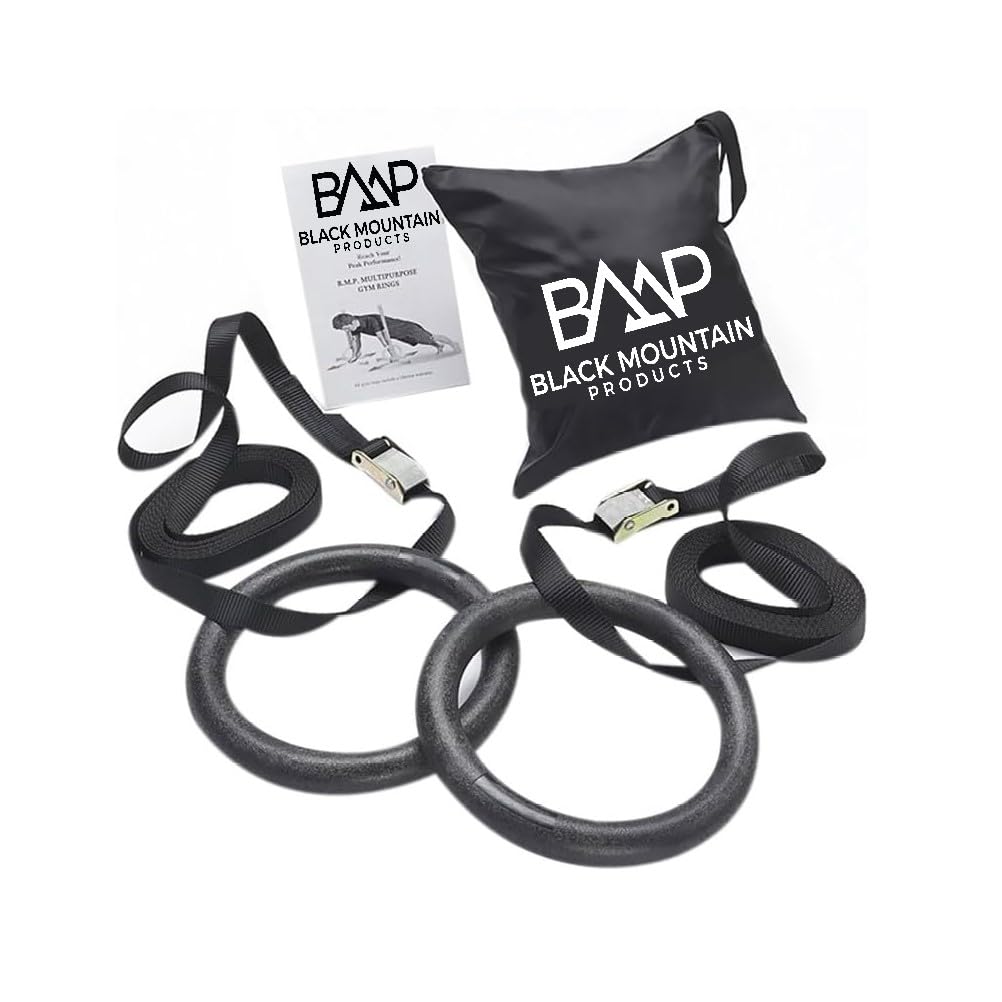 Black Mountain Products Unisex Rated Multi-Use Exercise Gym Rings (One Size, Black)