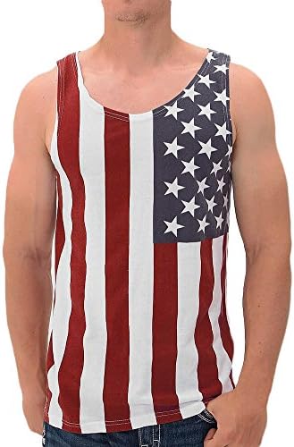Arvilhill Mens 4th of July American Flag Tank Stripes and Stars Beach Muscle Top T Shirt American Flag L