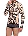 Coofandy Men’s Tattoo multi-coloured tribal inspired print long sleeve shirt Nude Medium