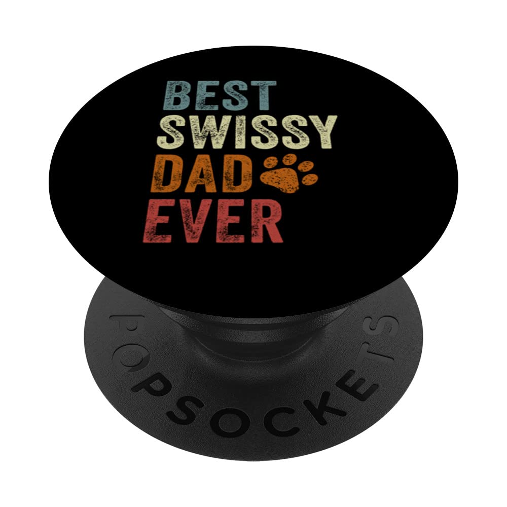 Retro Best Swissy Dad Ever Swissy Papa Father's Day PopSockets Swappable PopGrip