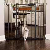 Carlson Home Design Extra Tall Walk Thru Pet Gate with Small Pet Door, Includes D&eacute;cor Hardwood, 4-Inch Extension Kit, 4-Inch Extension Kit, 4 Pack of Pressure Mount Kit and 4 Pack of Wall Mount Kit