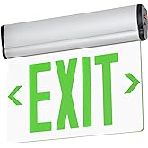 TANLUX Green Exit Signs for Business, LED Edge Lit Exit Sign, UL 924, Hardwired Emergency Exit Lights with Battery Backup, Aluminum Housing with Rotating Acrylic Clear Panel, AC 120/277V, 1 Pack