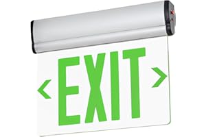 TANLUX Green Exit Signs for Business, LED Edge Lit Exit Sign, UL 924, Hardwired Emergency Exit Lights with Battery Backup, Aluminum Housing with Rotating Acrylic Clear Panel, AC 120/277V, 1 Pack