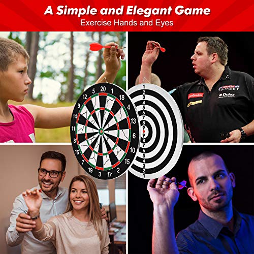 BATTOP Double-Sided Dart Board for Kids w/ 6 Steel Tip Darts,Excellent Indoor Outdoor Darts Game and Party Games for Teenage Boys Toy Gift & Adults Family Time Leisure Sport