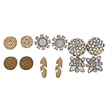 Lux Accessories 6PC Cute Flower Floral Goldtone Opal Earrings Multi Earrings