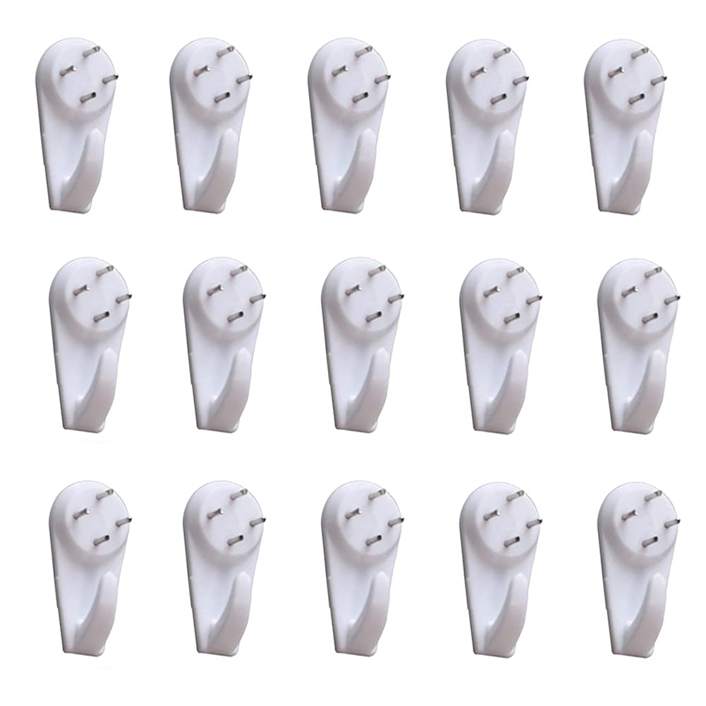 20Pcs Plastic Picture Hooks for Hard Wall Picture Hanging Kit Non-Trace Drywall Picture Nail Hook White Picture Hanger Set (4cm)